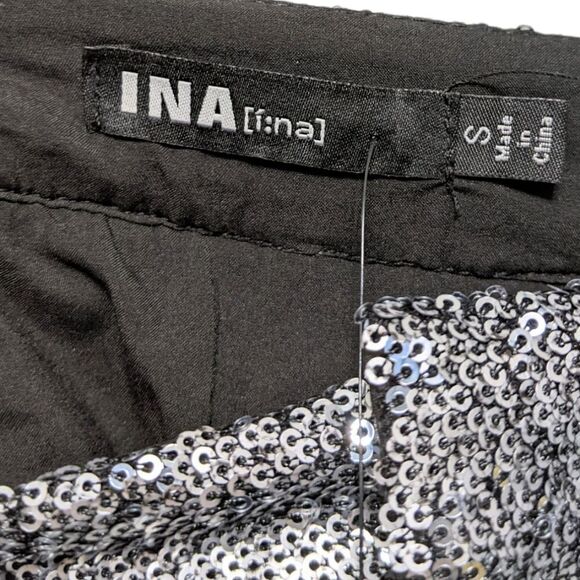NWT INA Silver Sequin Disco Skirt S - Picture 2 of 5